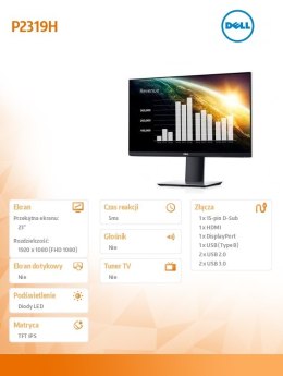 Monitor P2319H 23 IPS LED Full HD (1920x1080) /16:9/HDMI/DP/VGA/5xUSB/3Y PPG