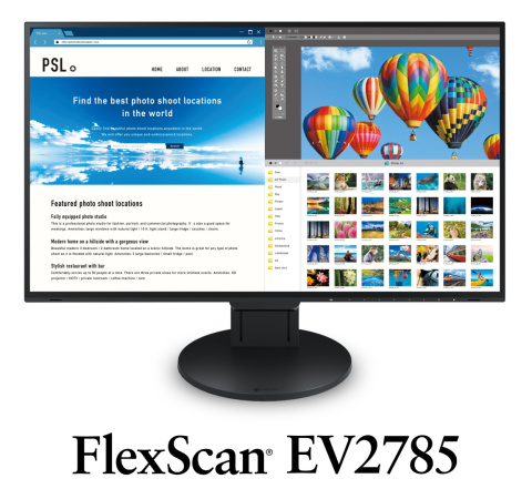 EIZO FlexScan EV2785-BK - monitor LCD IPS 27", 4K UHD 3840 x 2160 (16:9), złącza USB-C, DisplayPort, HDMI (czarny)
