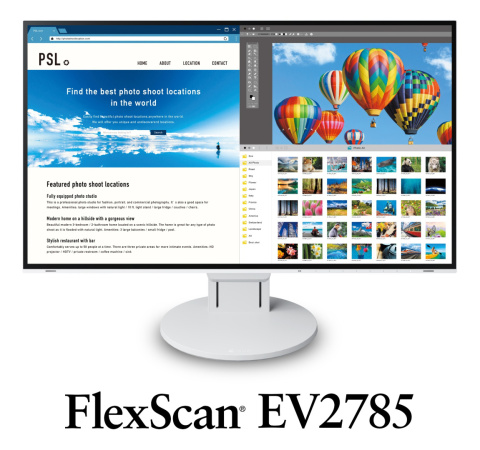 EIZO FlexScan EV2785-WT - monitor LCD IPS 27", 4K UHD 3840 x 2160 (16:9), złącza USB-C, DisplayPort, HDMI (biały)